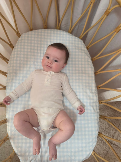 Waterproof Co Sleeper Fitted Sheet - Blue Gingham