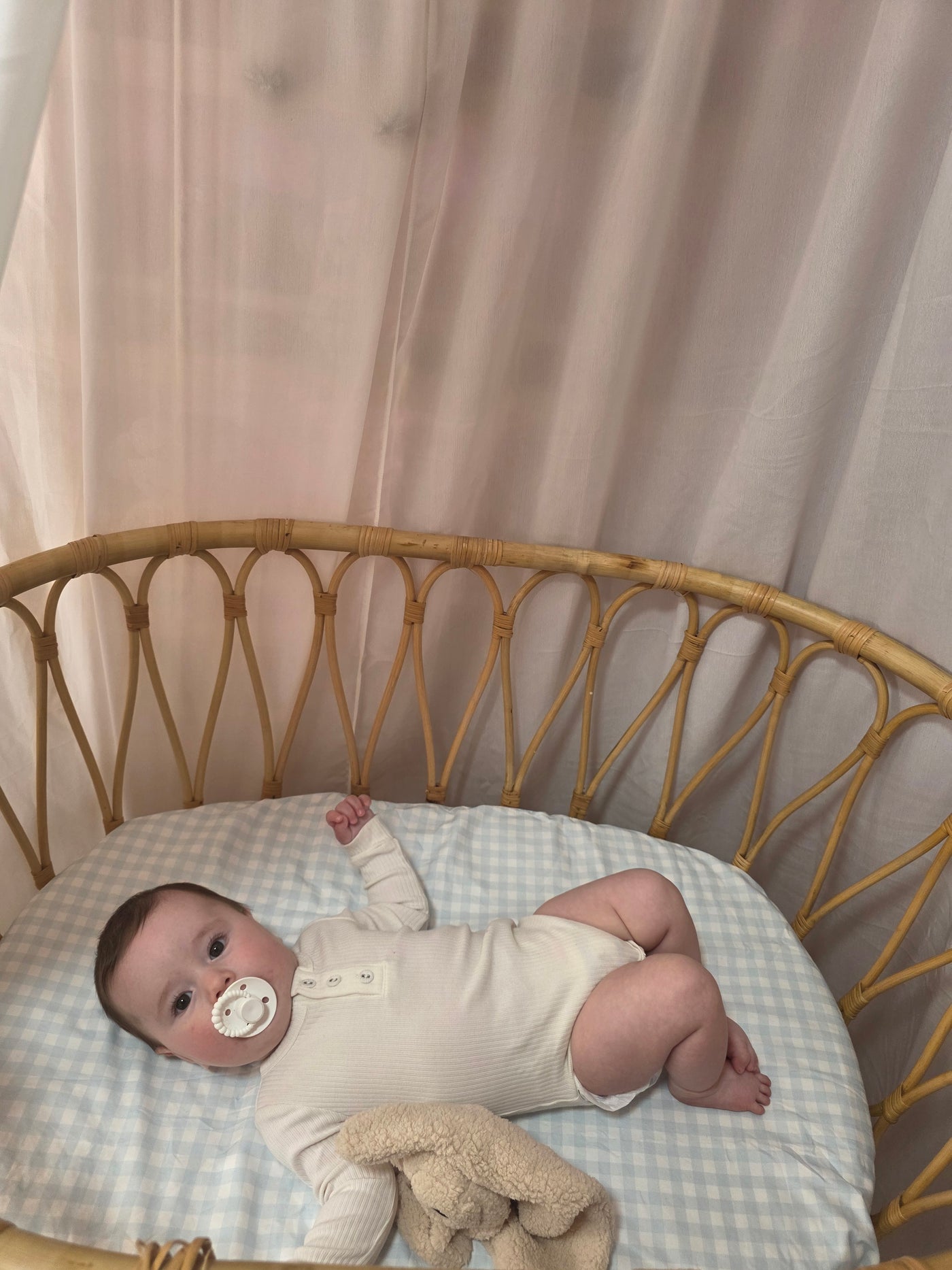 Waterproof Co Sleeper Fitted Sheet - Blue Gingham