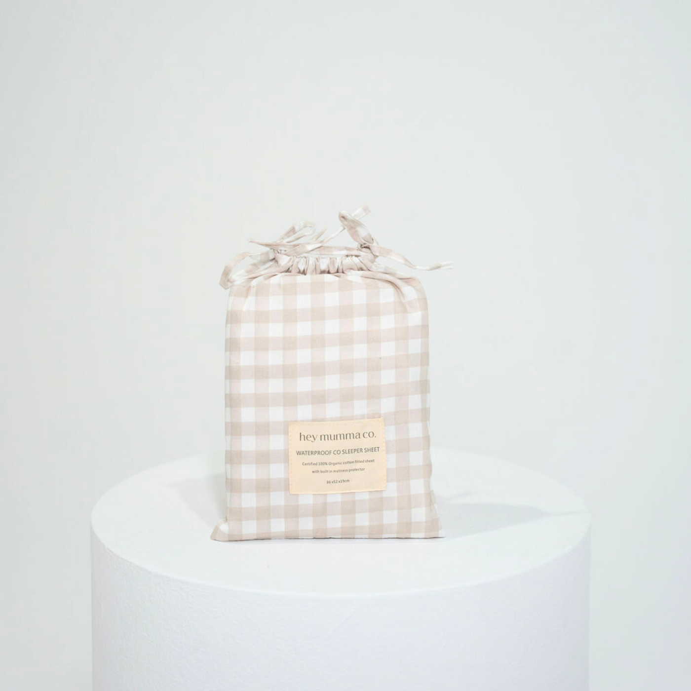 Waterproof Co Sleeper Fitted Sheet - Beige Gingham