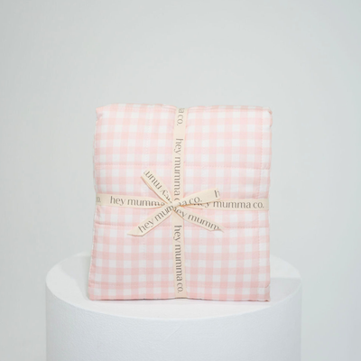 Cot Quilt - Pink Gingham