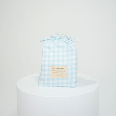 Waterproof Bassinet Fitted Sheet - Blue Gingham