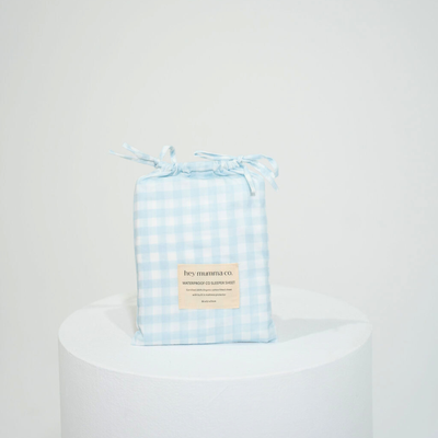 Waterproof Co Sleeper Fitted Sheet - Blue Gingham
