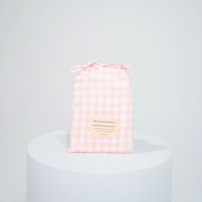 Waterproof Bassinet Fitted Sheet - Pink Gingham