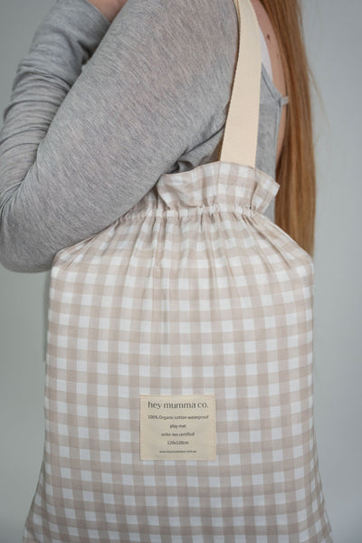 Play Mat - Beige Gingham