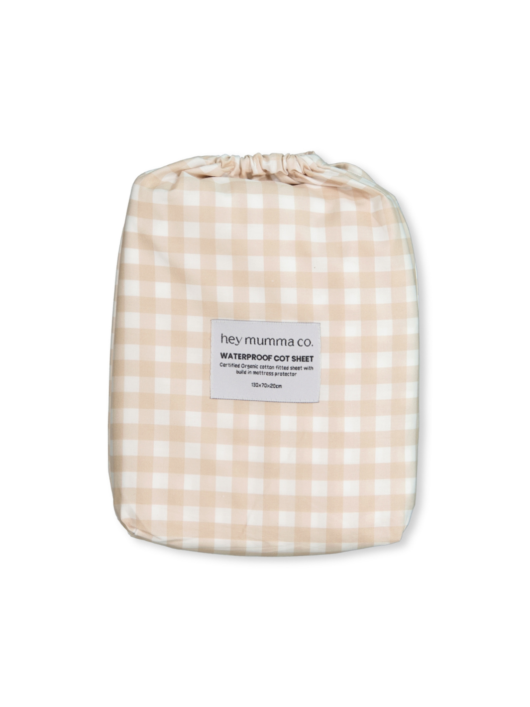 Waterproof cot sheet - Beige Gingham