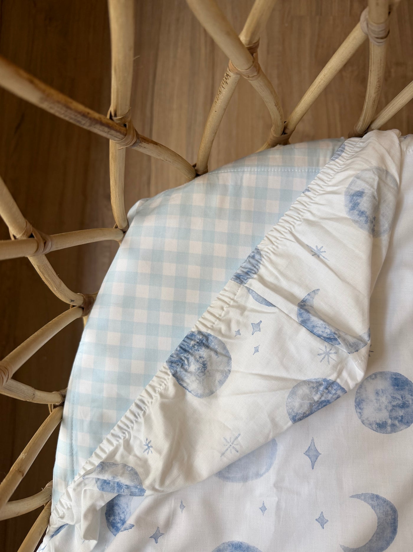 Waterproof Co Sleeper Fitted Sheet - Blue Gingham