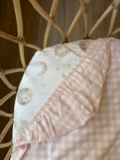 Waterproof Bassinet Fitted Sheet - Pink Gingham