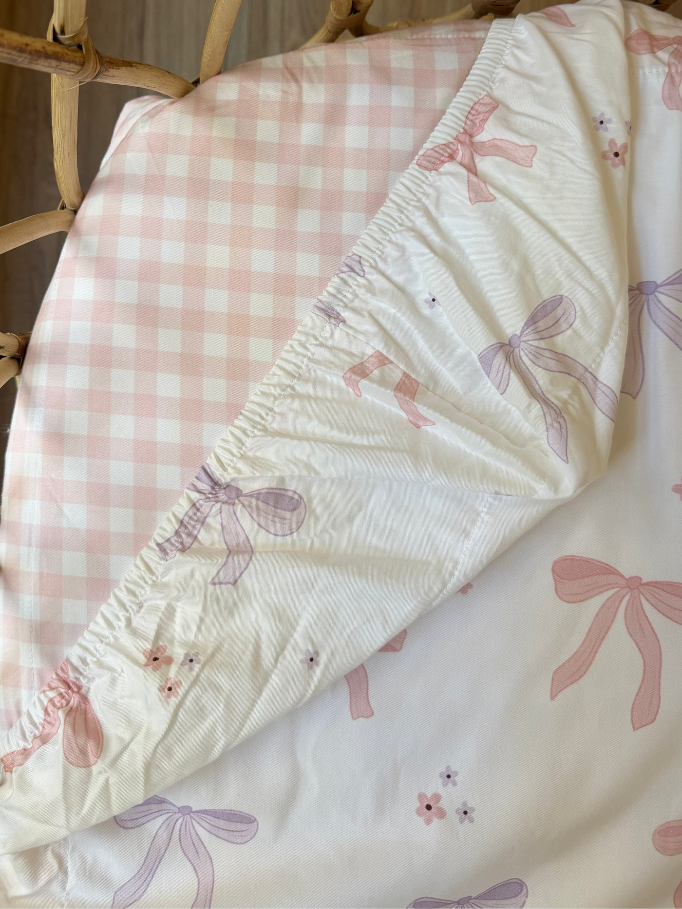 Waterproof Co Sleeper Fitted Sheet - Pink Gingham