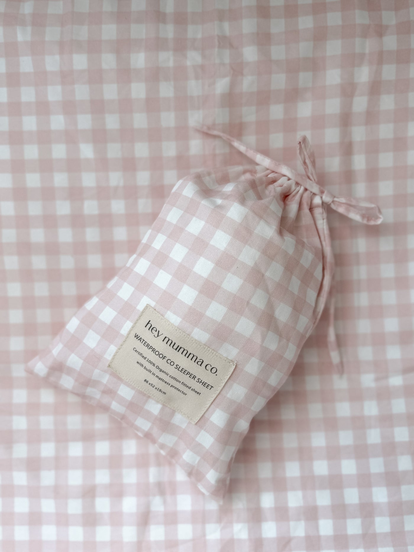 Waterproof Co Sleeper Fitted Sheet - Pink Gingham