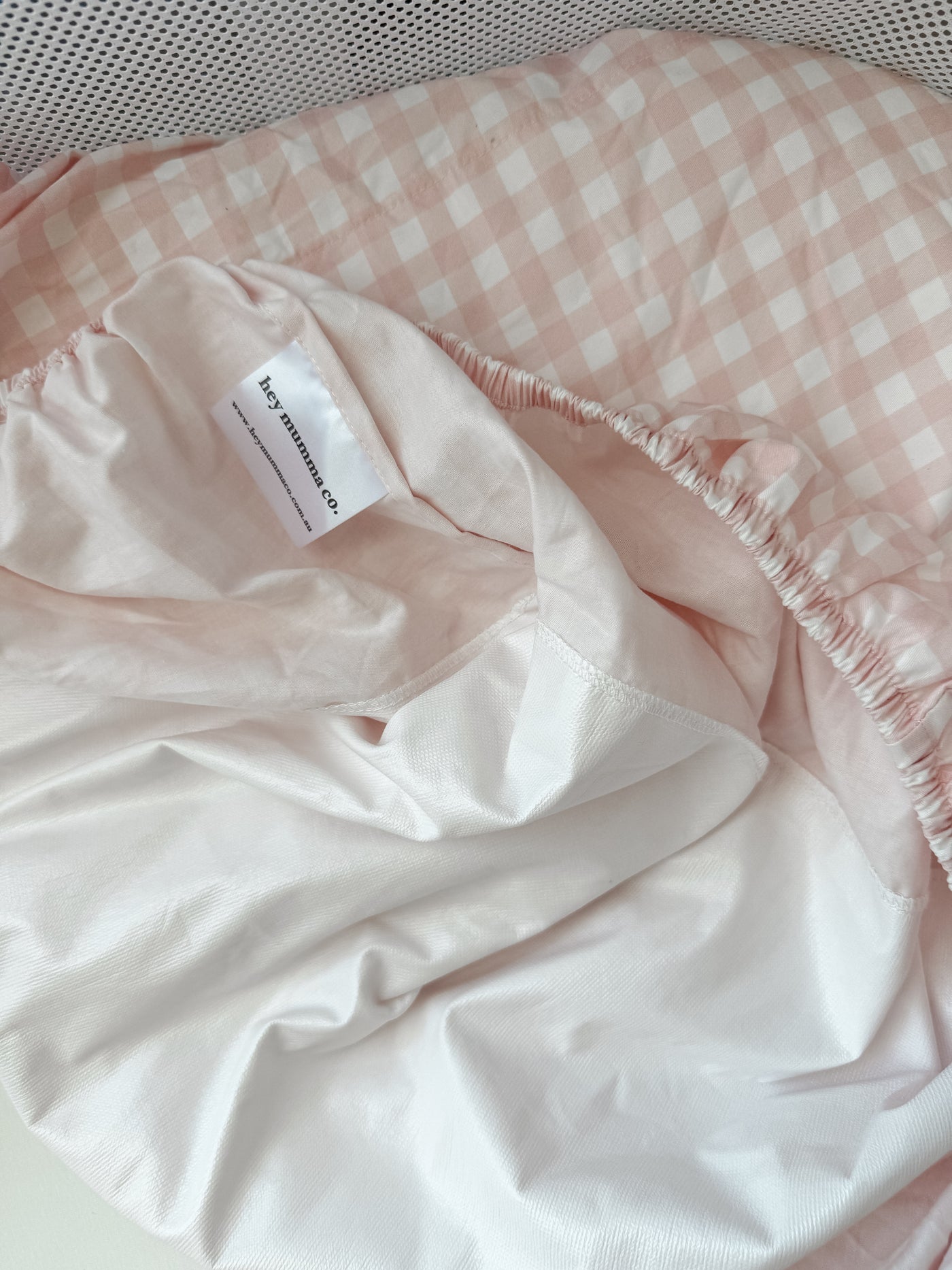 Waterproof Co Sleeper Fitted Sheet - Pink Gingham