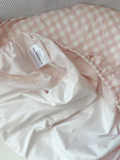 Waterproof Co Sleeper Fitted Sheet - Pink Gingham