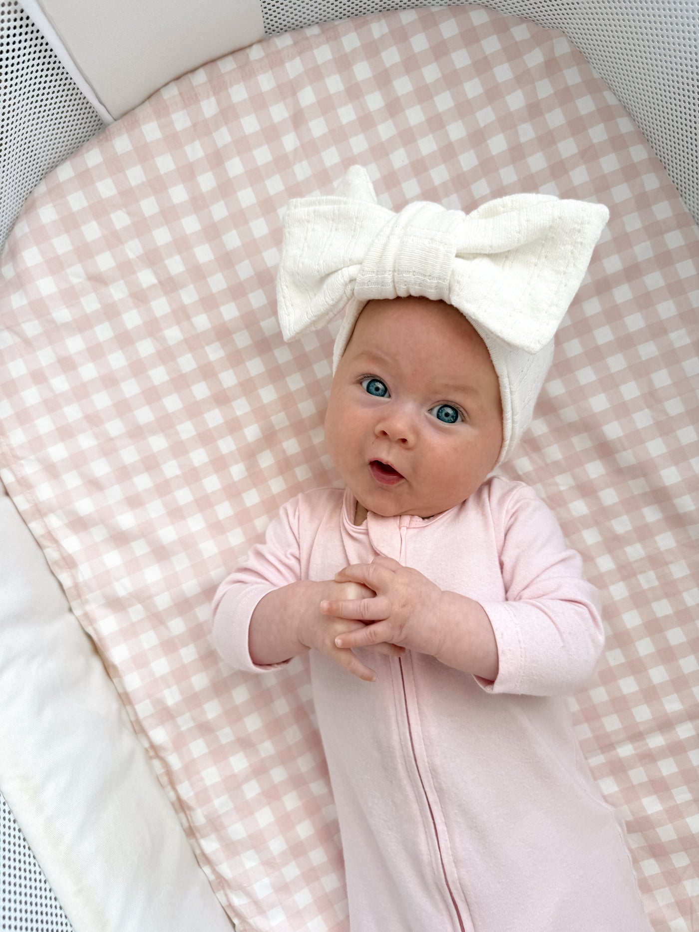 Waterproof Co Sleeper Fitted Sheet - Pink Gingham