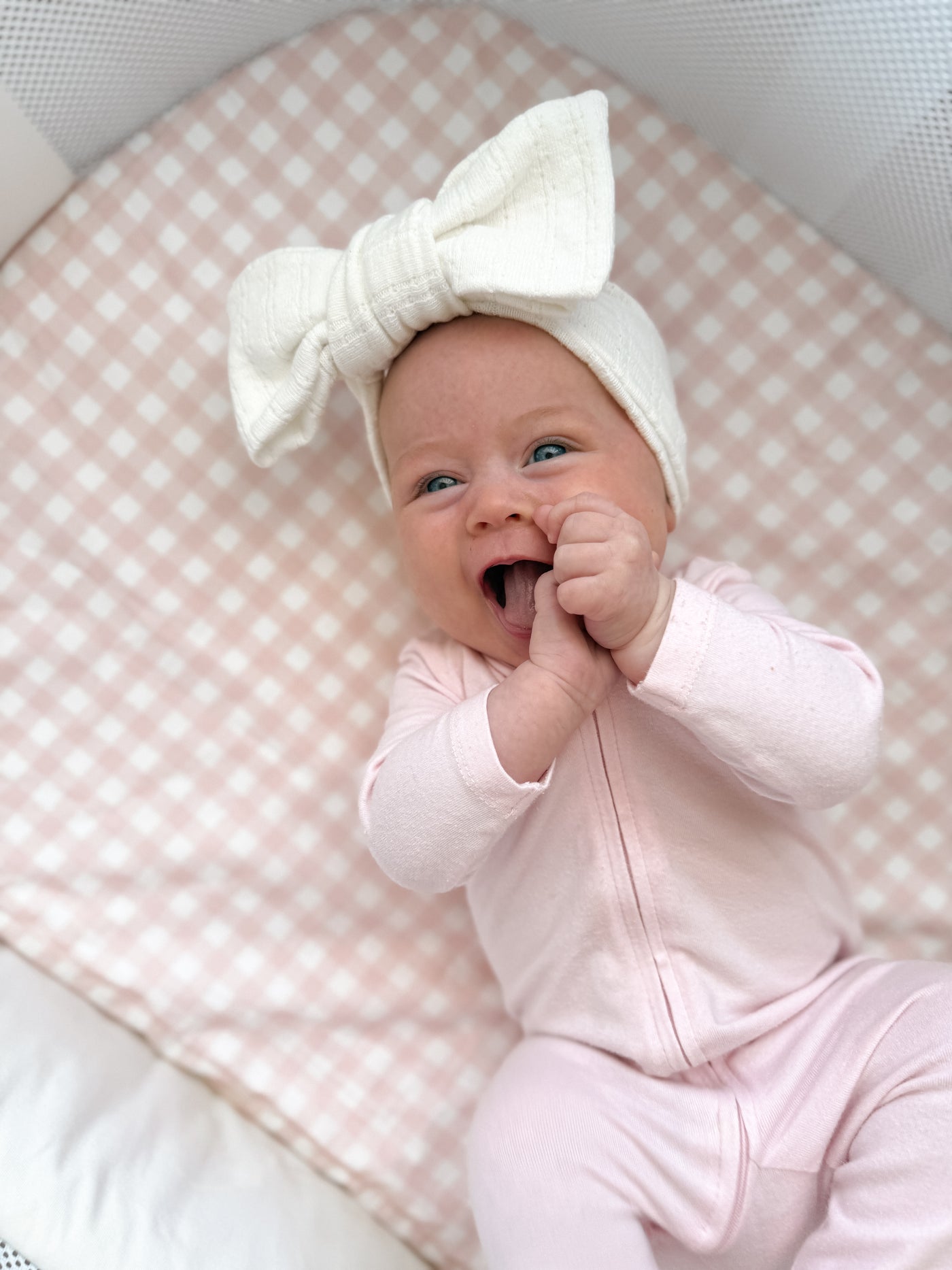 Waterproof Co Sleeper Fitted Sheet - Pink Gingham