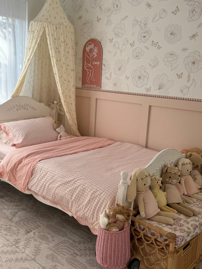 Matching King Single Doona Cover & Waterproof Pillowcase Set - Pink Gingham