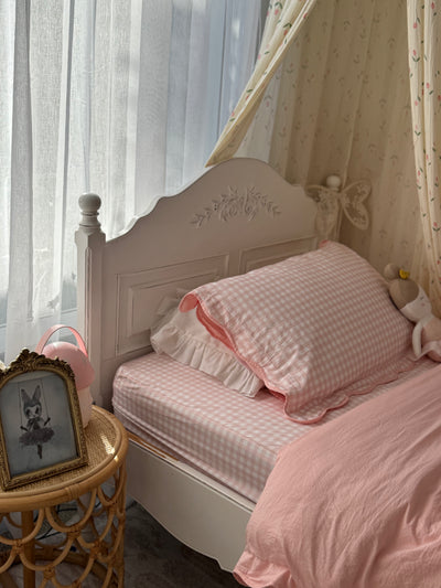 Matching King Single Doona Cover & Waterproof Pillowcase Set - Pink Gingham