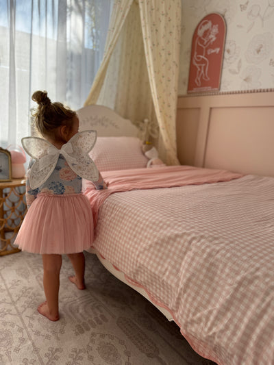 Matching King Single Doona Cover & Waterproof Pillowcase Set - Pink Gingham