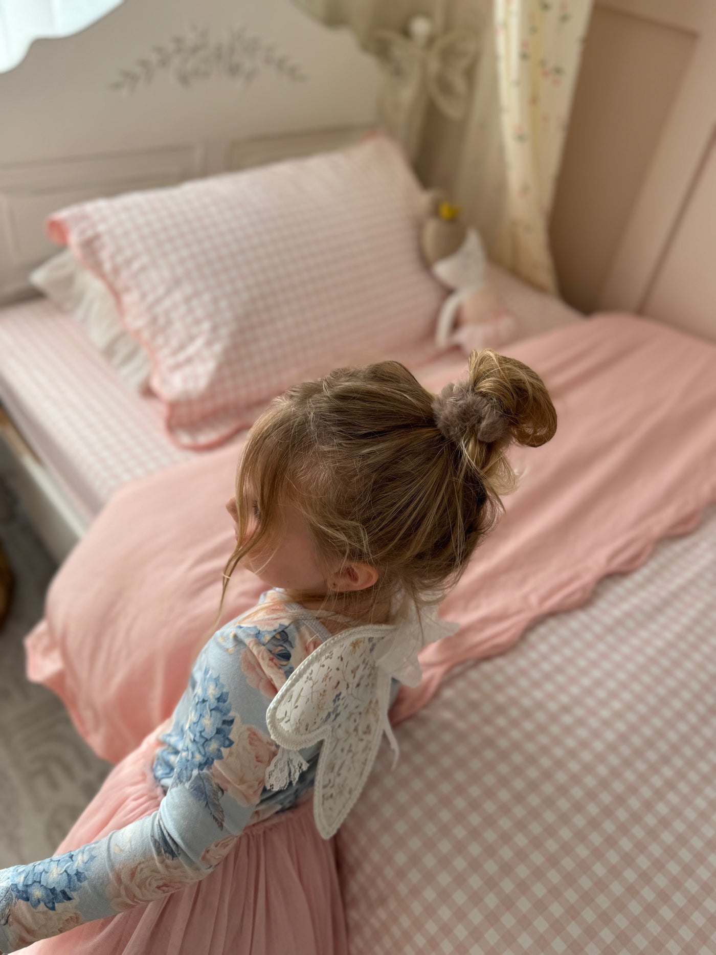 Matching King Single Doona Cover & Waterproof Pillowcase Set - Pink Gingham