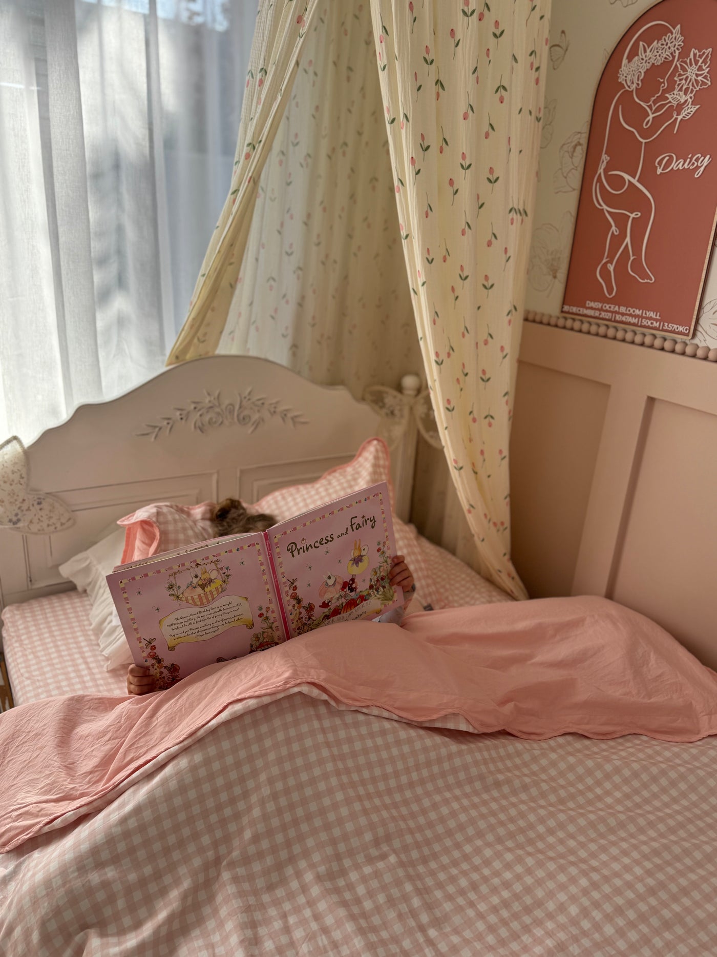 Matching King Single Doona Cover & Waterproof Pillowcase Set - Pink Gingham