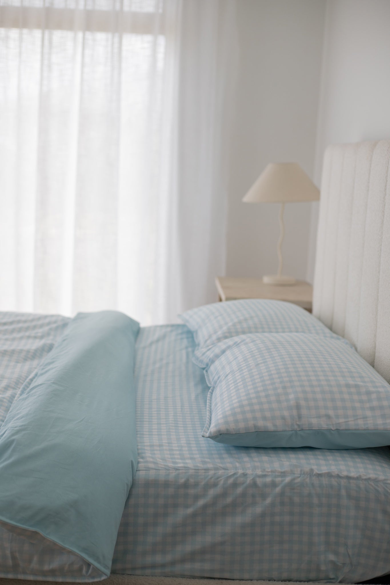 Pre Order Waterproof Queen Fitted Sheet - Blue Gingham