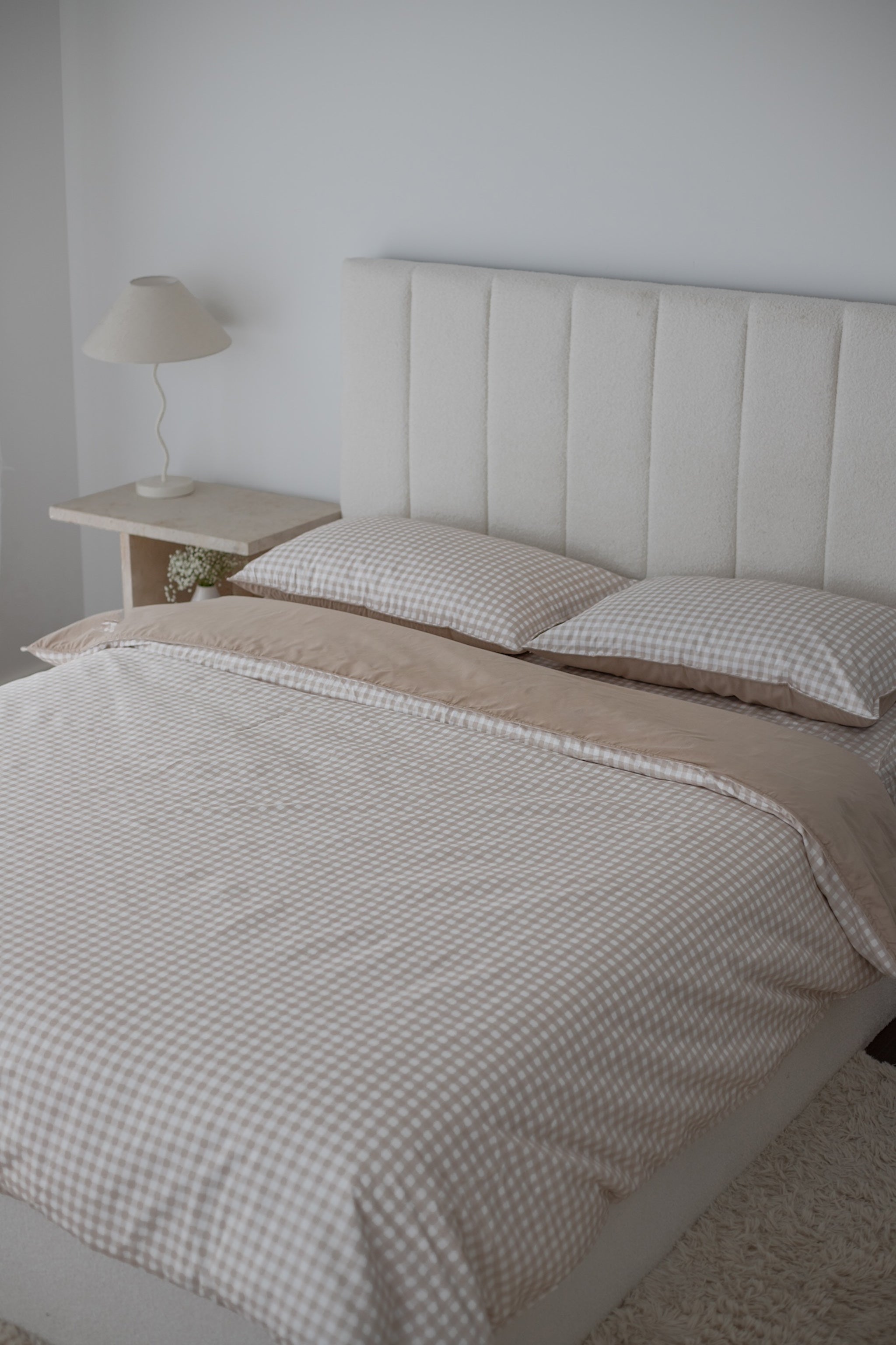 Pre Order King Quilt Cover - Beige Gingham