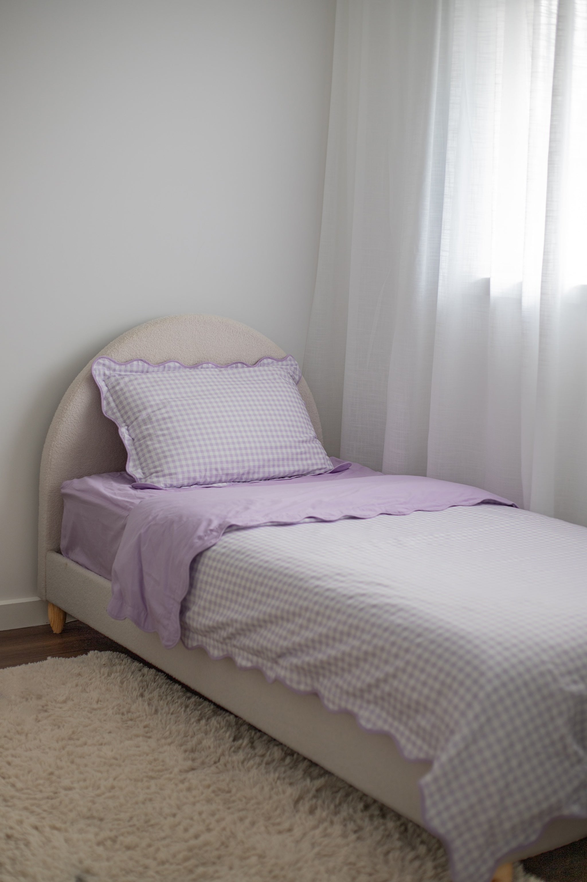 Pre Order Waterproof Single Quilt Cover - Lilac Gingham