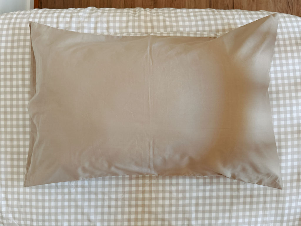 Matching King Single Doona Cover & Waterproof Pillowcase Set - Beige Gingham