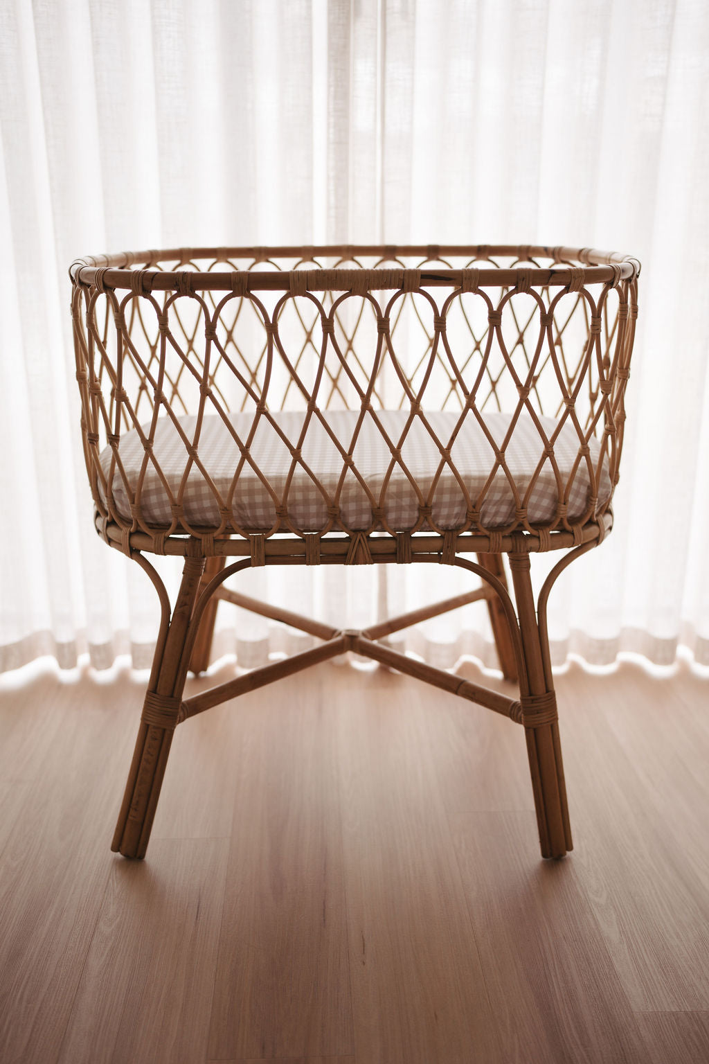 Waterproof Bassinet Fitted Sheet - Beige Gingham