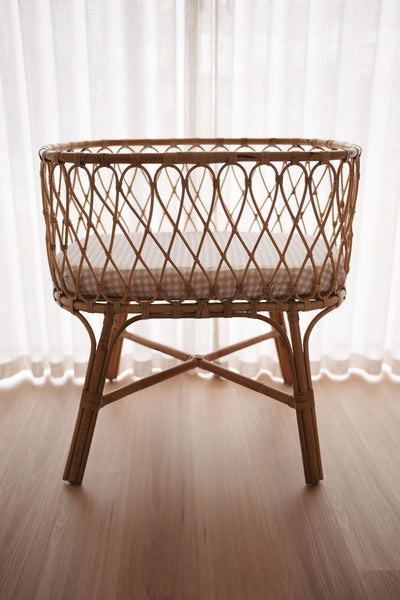 Waterproof Bassinet Fitted Sheet - Beige Gingham