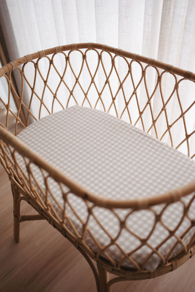Waterproof Bassinet Fitted Sheet - Beige Gingham