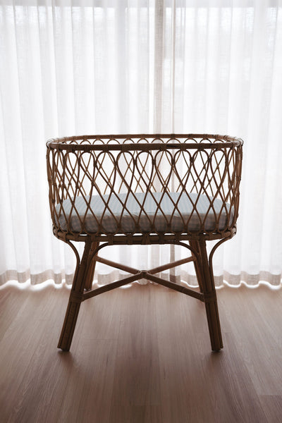 Waterproof Bassinet Fitted Sheet - Blue Gingham