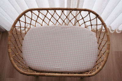 Waterproof Bassinet Fitted Sheet - Pink Gingham