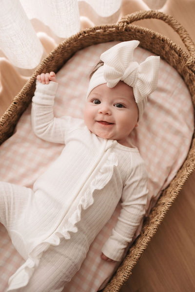 Waterproof Bassinet Fitted Sheet - Pink Gingham