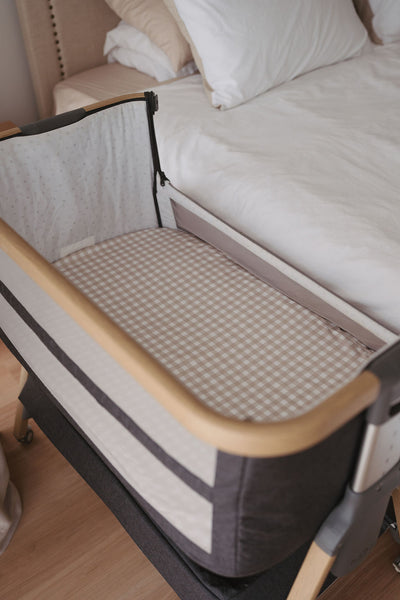 Waterproof Co Sleeper Fitted Sheet - Beige Gingham