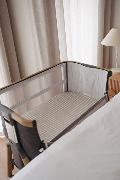 Waterproof Co Sleeper Fitted Sheet - Beige Gingham