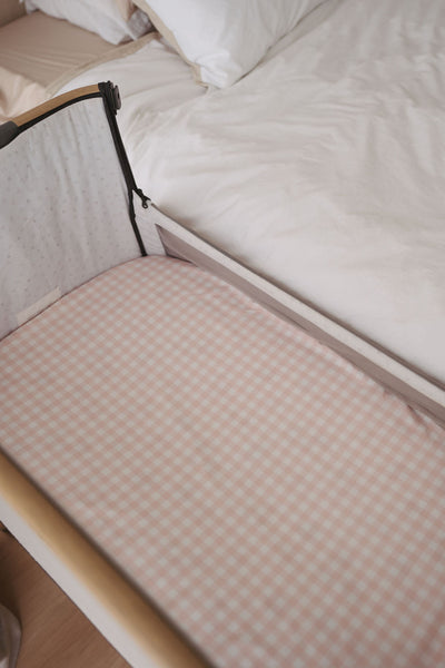 Waterproof Co Sleeper Fitted Sheet - Pink Gingham