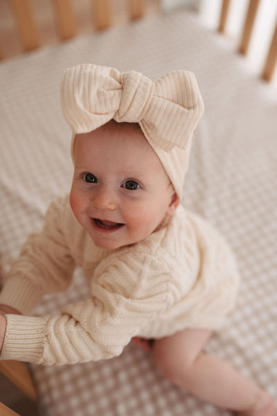 Waterproof Fitted Cot Sheet - Beige Gingham