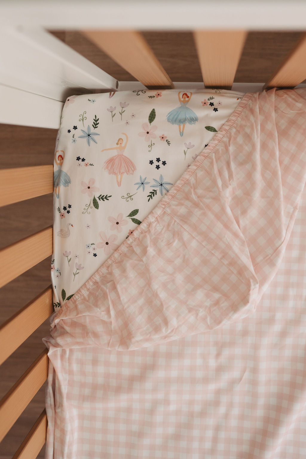 Waterproof Fitted Cot Sheet - Pink Gingham