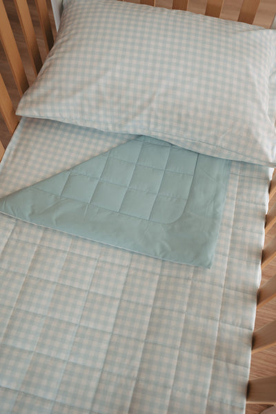 Cot Quilt - Blue Gingham