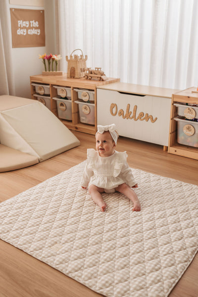 Play Mat - Beige Gingham