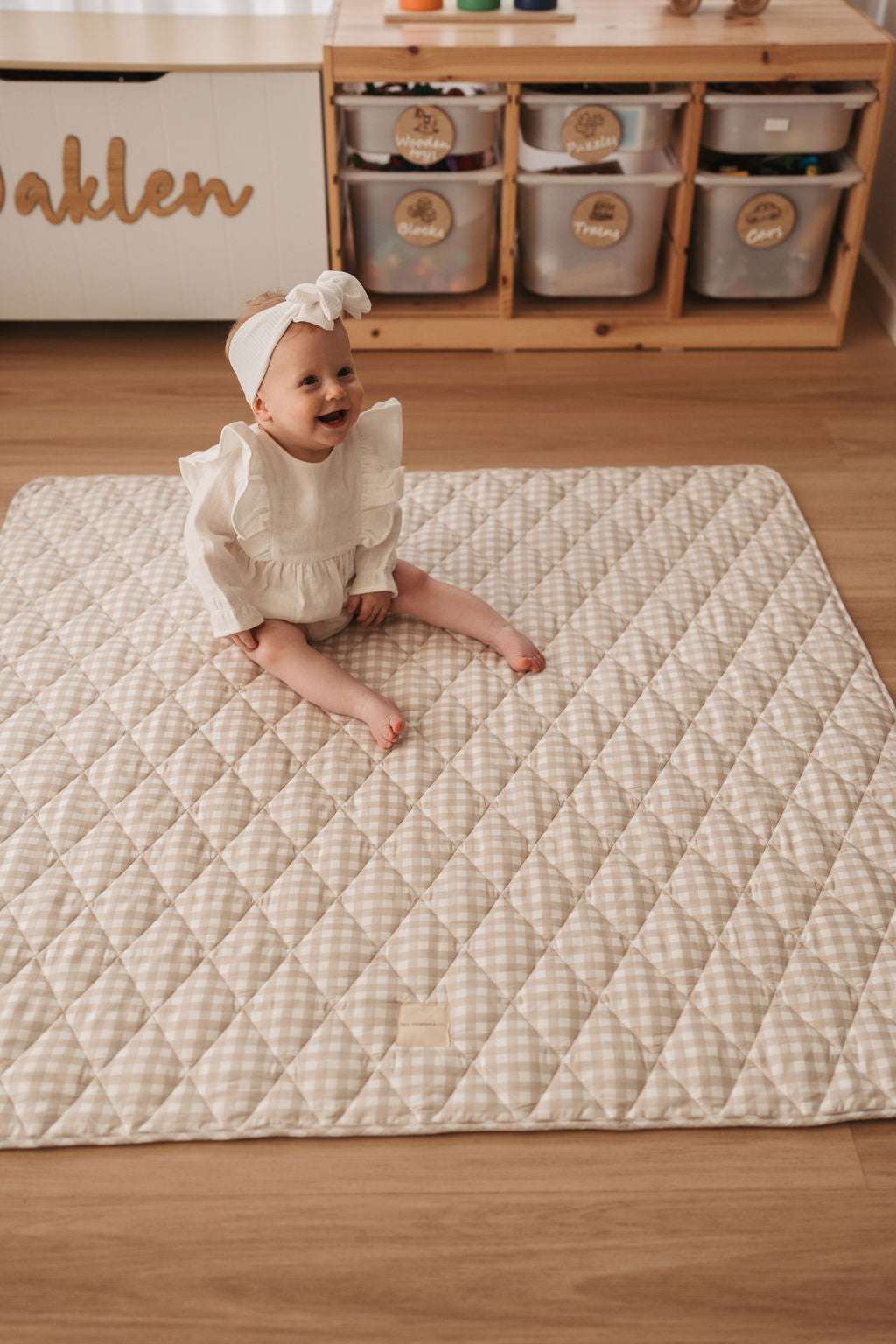 Play Mat - Beige Gingham