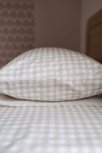 Waterproof Pillow Case - Beige Gingham