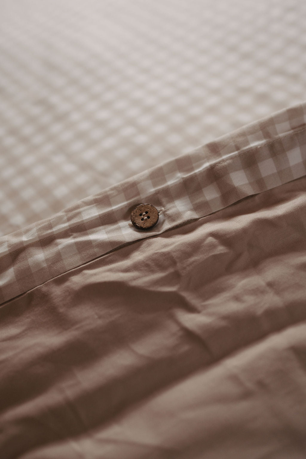 Matching King Single Doona Cover & Waterproof Pillowcase Set - Beige Gingham