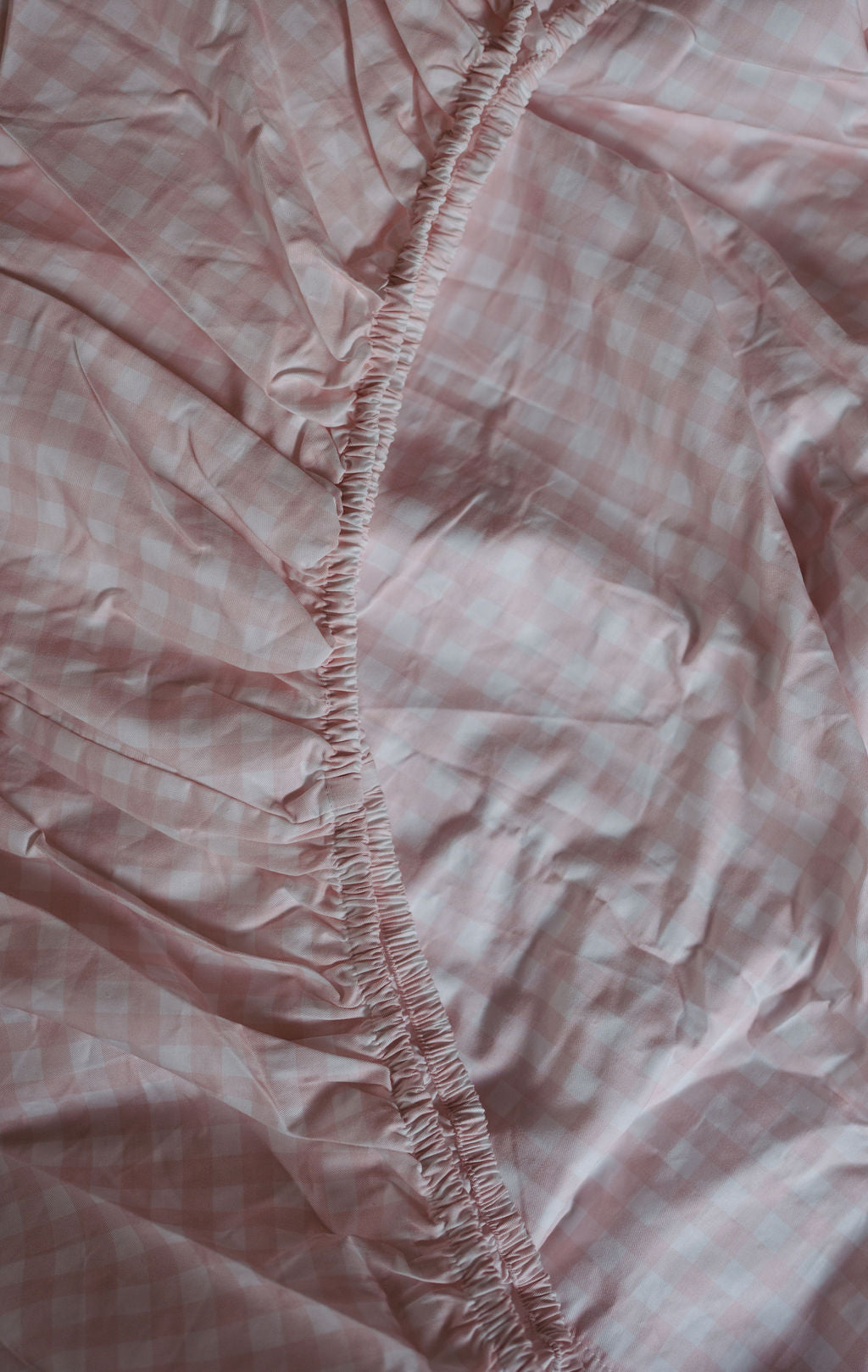 Waterproof King Single Fitted Sheet - Pink Gingham