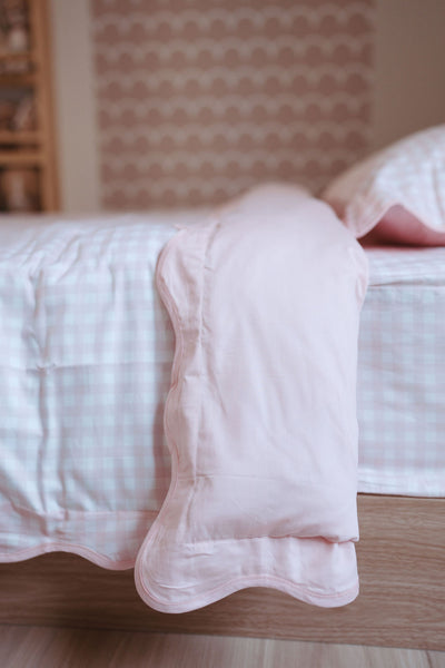 Matching King Single Doona Cover & Waterproof Pillowcase Set - Pink Gingham
