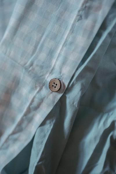 Matching Single Doona Cover & Waterproof Pillowcase Set - Blue Gingham