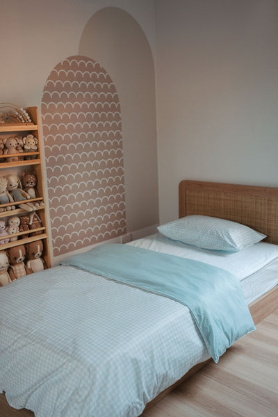 Matching Single Doona Cover & Waterproof Pillowcase Set - Blue Gingham