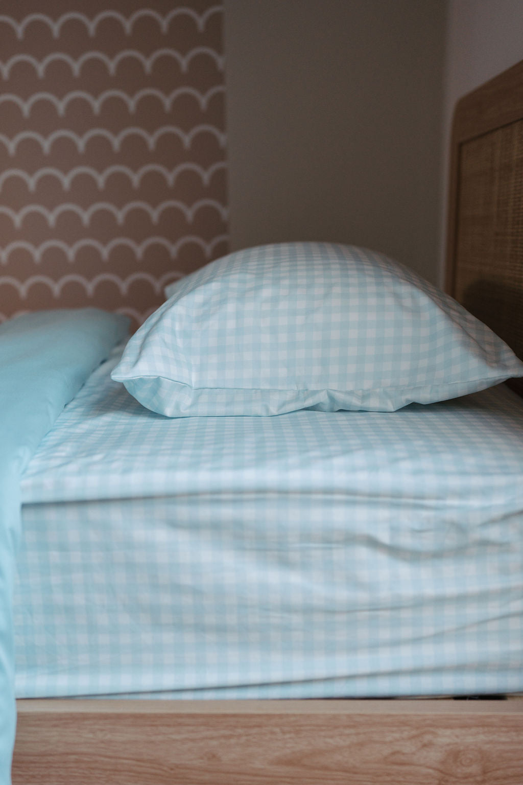 Matching Single Doona Cover & Waterproof Pillowcase Set - Blue Gingham