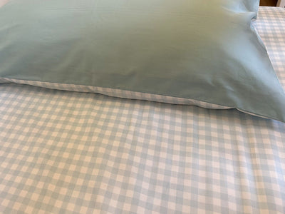 Matching King Single Doona Cover & Waterproof Pillowcase Set - Blue Gingham