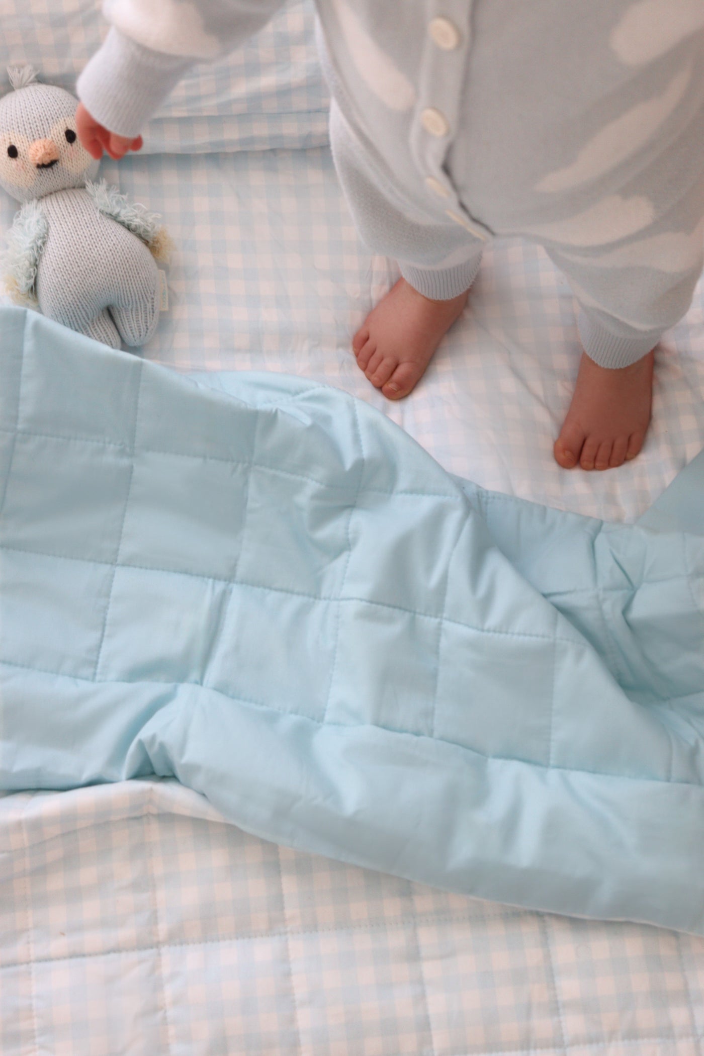 Matching Cot Bundle - Blue Gingham