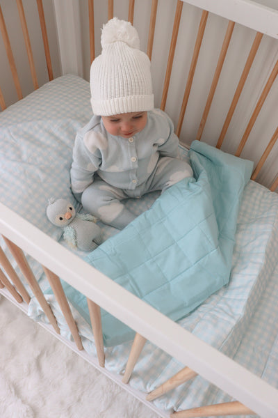Cot Quilt - Blue Gingham